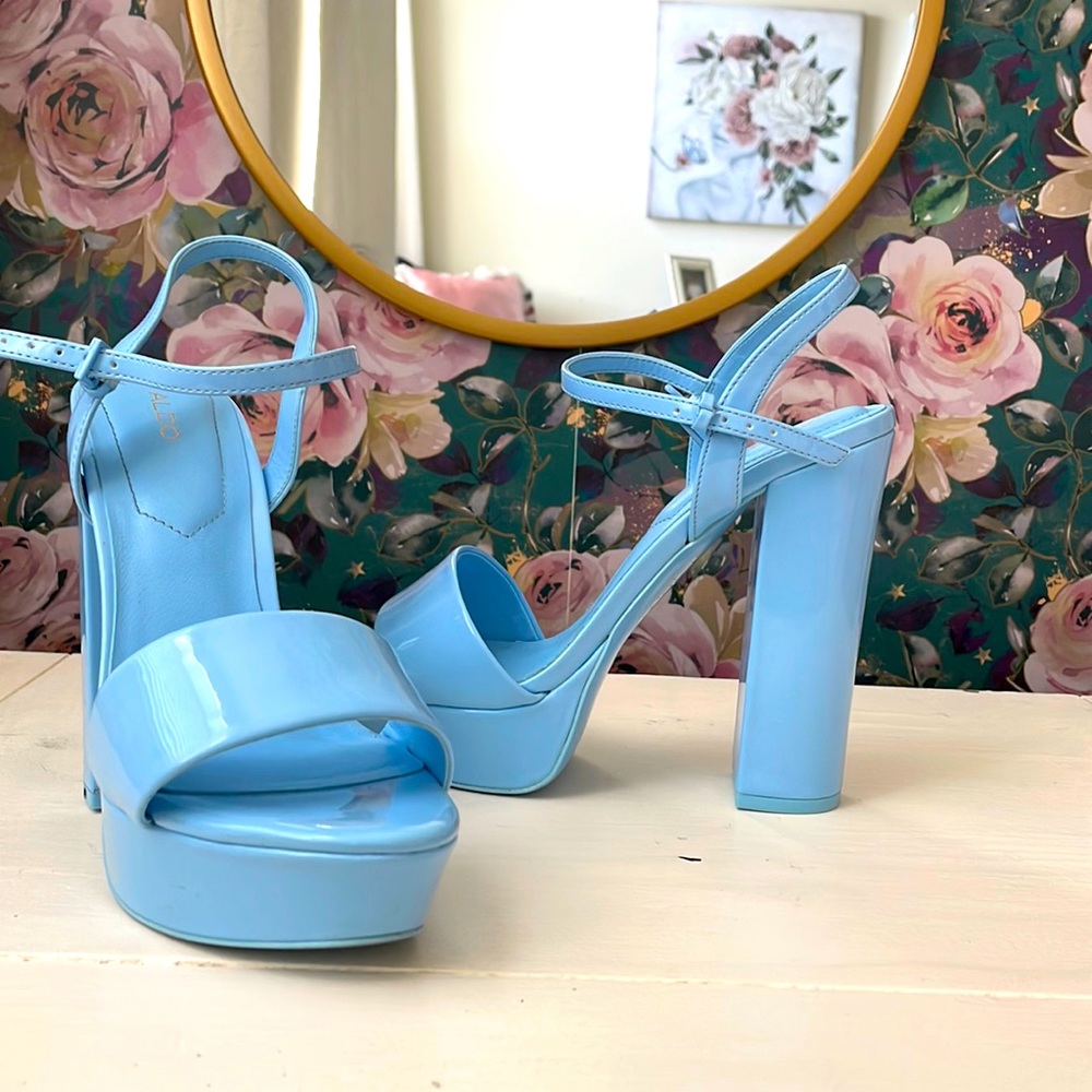 Platform baby blue heels